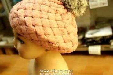 Rabbit fur balls baby wool cap
