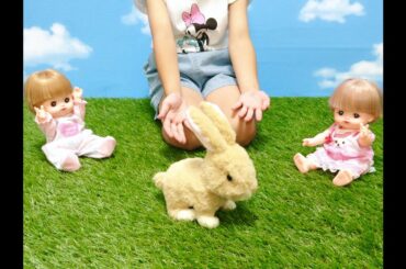 こうさぎミミィ とメルちゃん ネネちゃん / Cute Stuffed Baby Bunny and Mell-chan Doll