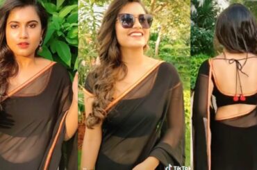 Varshini bunny vox cute tiktok in saree latest