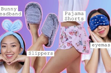 4 SEWING PROJECTS TO TREAT YOURSELF! | DIY Bunny Headband, Slippers, Pajama Shorts, and Eye Mask