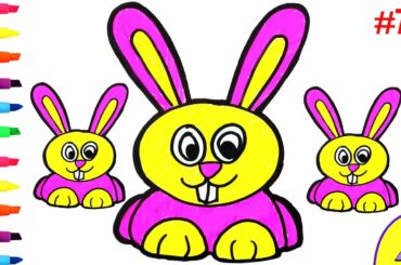 How Easy and Simple Drawing Cute Rabbit | Toy Art ,Learn Color, toddlers For Kids | ZooZoo Art #74