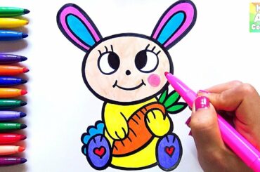 Painting CUTE BUNNY Drawing and Coloring For Children - Kids Art Coloring & Learning