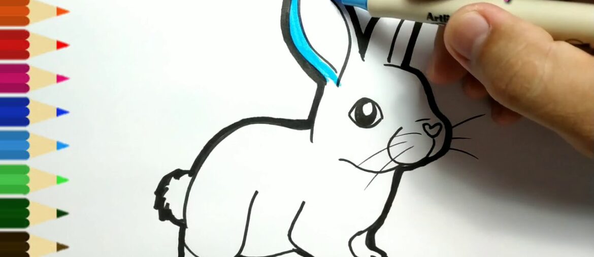very easy , how to draw cute rabbit / drawing and coloring for kids, toddlers