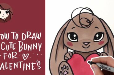 How To Draw a Cute Bunny For Valentine's
