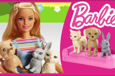 FUN Barbie washing time with sweet puppy, kitten and bunny ❤