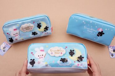 cute blue bunny star glitter pencil case from Japan