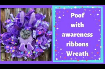 How to make a Poof with awareness ribbon Easter Bunny Butt wreath