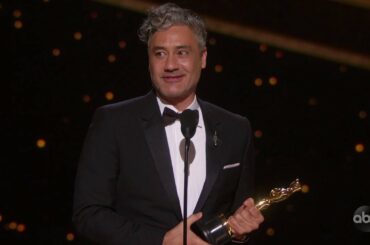 JOJO RABBIT Accepts the Oscar for Adapted Screenplay