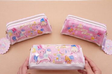 cute pink horse rabbit carousel glitter pencil case from Japan