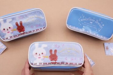 cute blue rabbit music note instrument pencil case from Japan