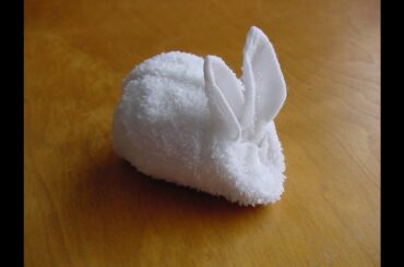 How to Make a Towel Bunny  おしぼりアート「うさぎ」Como hacer un conejito de toalla