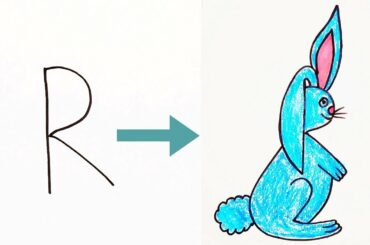 Very Easy !!! JUST 1 MIN TO DRAW RABBIT || HOW TO TURN LETTER R  into a CUTE RABBIT ||  Drawing Tips