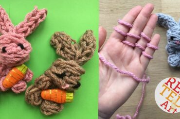 Finger Knitting Bunny DIY - No Sew Knitted Bunny How To