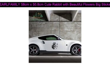 √ Promotion Price 45% [OFF] EARLFAMILY 58cm x 50.8cm Cute Rabbit with Beautiful Flowers Big Sticker