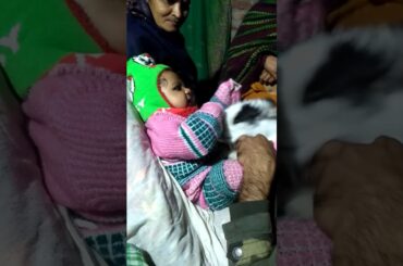 baby 👶 playing with rabbit 🐰