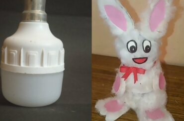 Rabbit with bulb,old bulb reuse idea,rabbit with cotton,animal with bulb ,cute bunny with old bulb