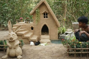 Building Most Beautiful Rabbit House for Newborn Homeless Baby Rabbits