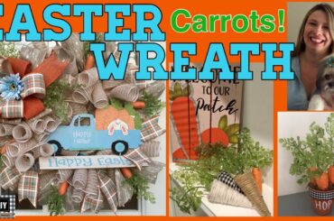 Blue Truck Wreath Deco Mesh | Easter Wreath | Twine Carrots Dollar Tree DIY!