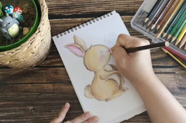 How to Draw A Cute Bunny And Butterfly (画可爱的兔子和蝴蝶）