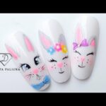 Easter nails. Cute Easter bunny nail art tutorial. Easter Nail art step by step. Spring bunny nails