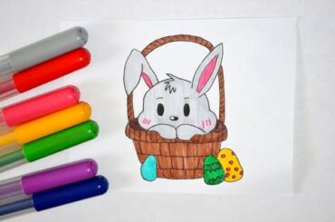 How To Draw Cute Easter Bunny/ Easter drawing/ Рисунок на пасху зайчик