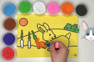 Sand Art Cute Bunny Painting Creativity Coloring Drawing Kids Craft