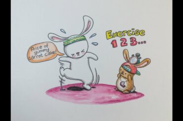 How To Draw Kawaii (かわいい | 可愛い) Bunny Exercising | (Step by Step Easy)