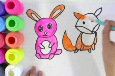 Drawing cute baby rabbit and fox画兔宝宝和小狐狸الأرنب والثعلب