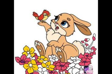 Cute rabbit  with  the bird