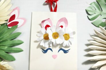 Cara membuat dekorasi kamar dari kertas dan kardus | Cute bunny paper flower wall hanging
