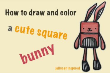 how to draw and color a cute square bunny