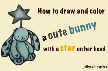 how to draw and color a cute bunny with a star on her head