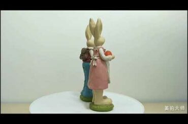 Cute Rabbit Figurine Home Decor Bunny Easter Decoration Gift Couple Easter Rabbits with a Book & Bag