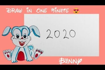 How to draw bunny with number 2020 || number art for kids ||easy drawing of Bunny