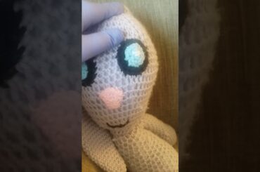 Petting my cute rabbit doll