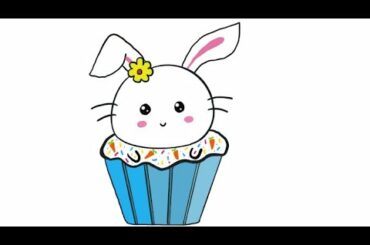 How to draw Cute Bunny Cupcake.