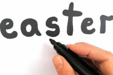 Turn words Easter | How to draw easy cute bunny | How to draw Easter bunny from words