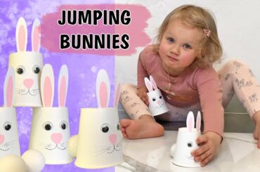 Cute and fun indoor Easter activity for kids "Jumping bunnies"