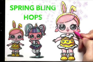 how to draw lol surprise doll, cute bunny girl, spring bling Hops big sister, Timelapse version!