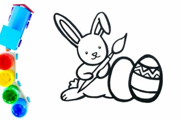 How to Draw a Cute Easter Bunny Easy  // Educational cartoons for kids with White page