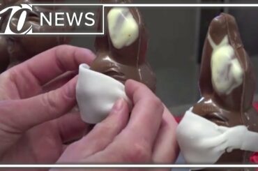 Bakery puts protective masks on chocolate Easter bunnies during coronavirus outbreak