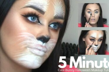 Just 5 minute Cute Bunny Halloween Makeup Tutorial | Bunny Makeup Ideas for Halloween 2020