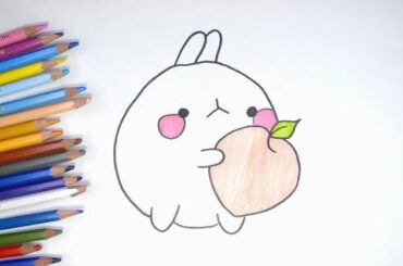 How to draw Bunny Molang. cute kawaii かわいい 可愛 몰랑 몰랑이 그리기