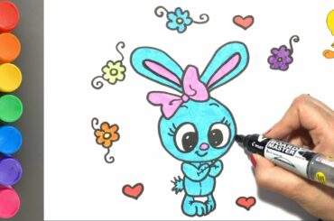 Draw Blue Easter Rabbit 🐇 | Draw Blue Easter Bunny 🐣