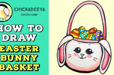 How To Draw A Cute Bunny Basket With Colorful Eggs - Easter Day Art