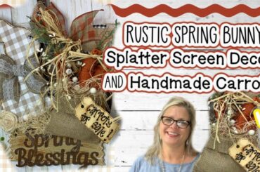 🐰🌾Splatter Screen Spring Bunny Decor and Handmade Carrots