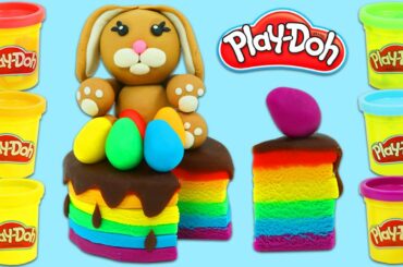 How to Make Cute Rainbow Play Doh Easter Bunny Cake | Fun & Easy DIY Play Dough Art!