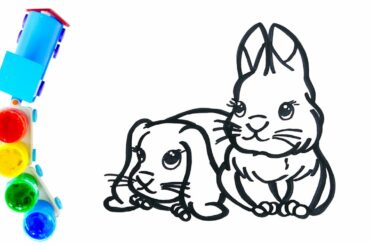 How to Draw a Cute Bunny Easy  // Educational cartoons for kids with White page