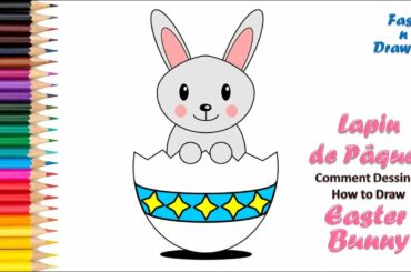 HOW TO DRAW A CUTE EASTER BUNNY  I  COMMENT DESSINER UN LAPIN DE PAQUES