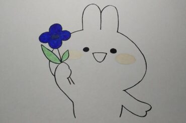 How To Draw a Cute Rabbit Holding a Rose step by step| كيف أرسم أرنب كيوت يحمل وردة في يده